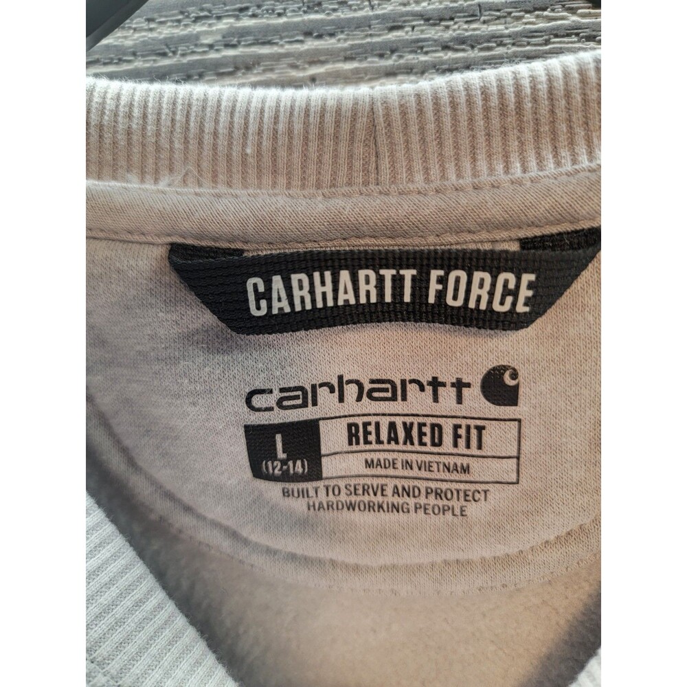 Carhartt Force Relaxed Fit Crewneck Sweatshirt Kangaroo Pocket Gray Size L - Picture 4 of 4